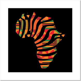 Kente, Africa Map with Stripes, Ghana Pattern Posters and Art